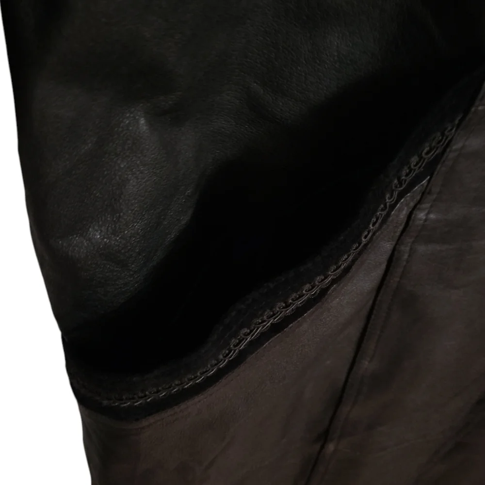 Vintage 80s Long Black Leather/Suede Trench Coat/Duster, Sz Med, Double G
